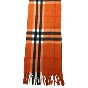 Burberry Vintage Orange Black White Luxury Plaid Fall Winter Scarf Scarves